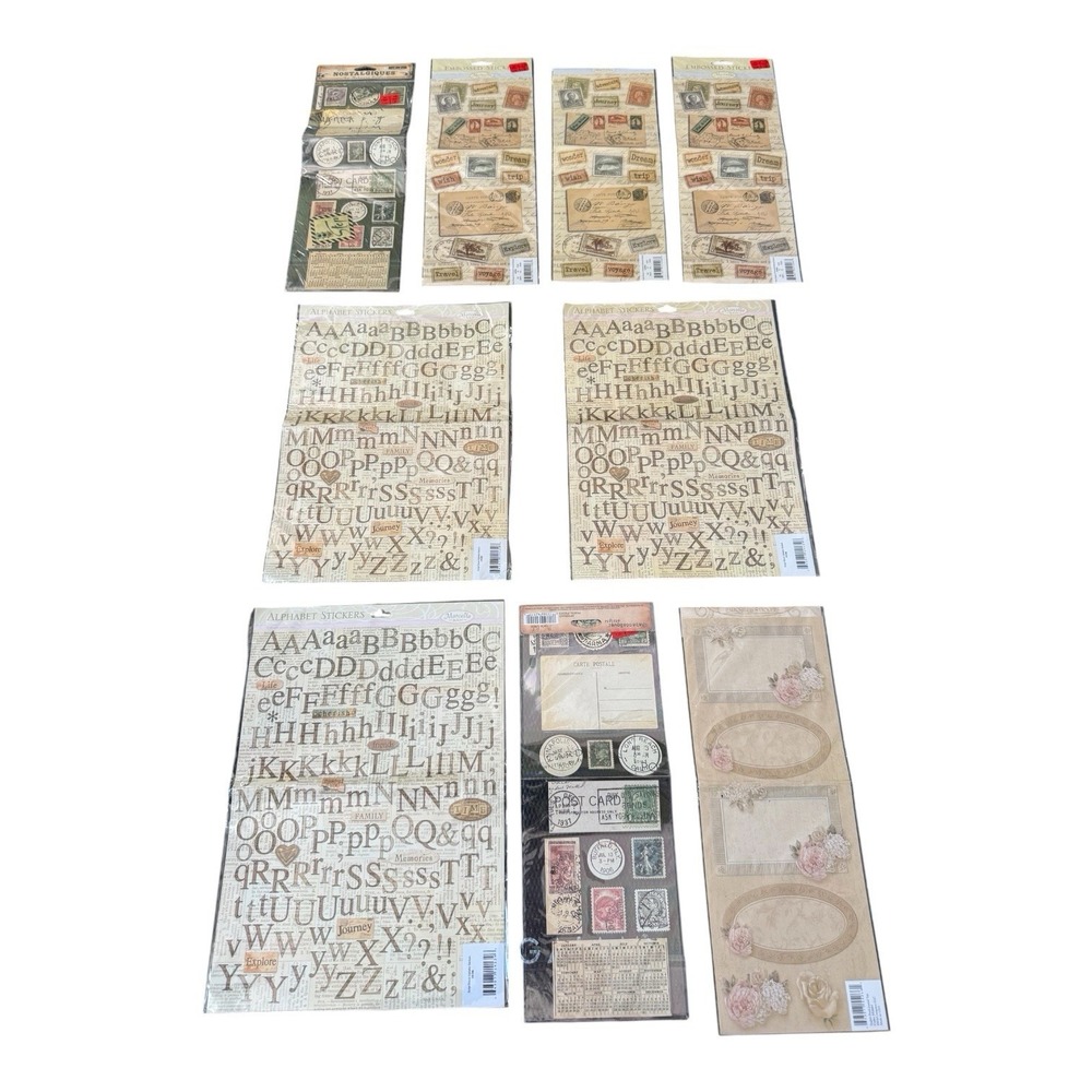 K&Company Marcella Scrapbook NOS Stickers Lot of 10 Alphabet Travel Floral READ